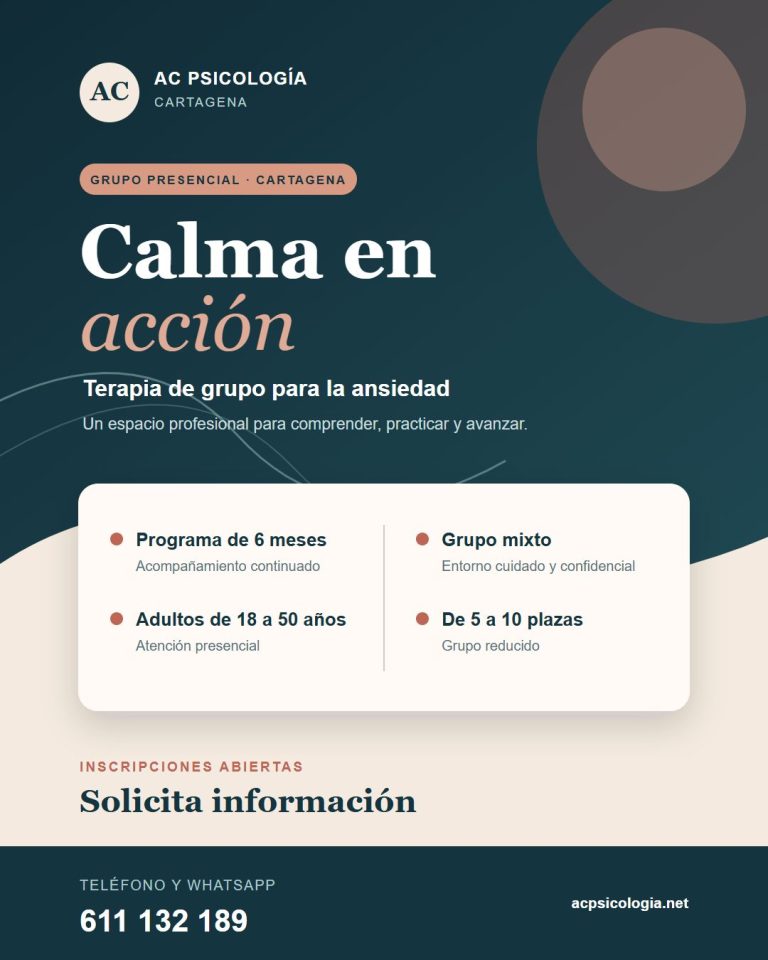 Terapia de grupo para la ansiedad en Cartagena: programa Calma en acción